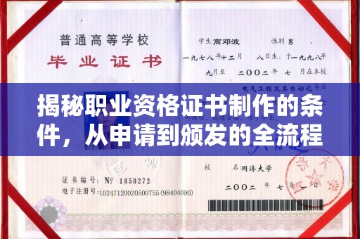 思茅揭秘职业资格证书制作的条件，从申请到颁发的全流程解析