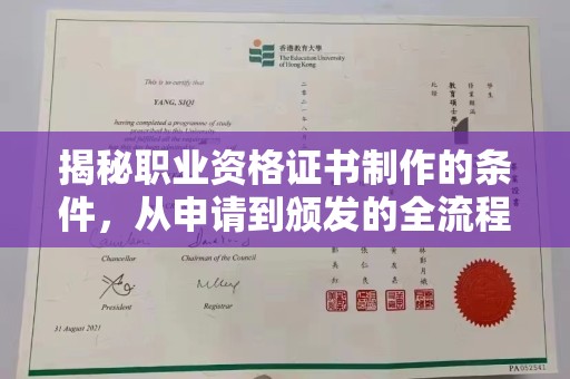 思茅揭秘职业资格证书制作的条件，从申请到颁发的全流程解析