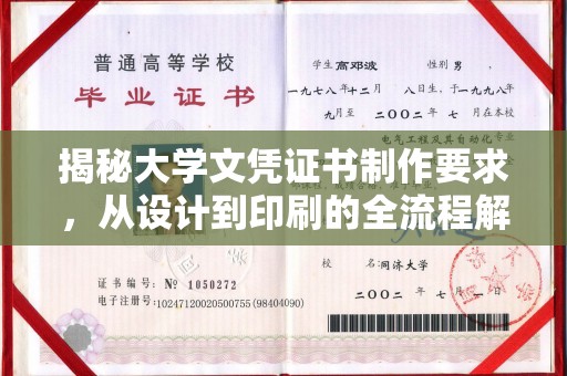 思茅揭秘大学文凭证书制作要求，从设计到印刷的全流程解析